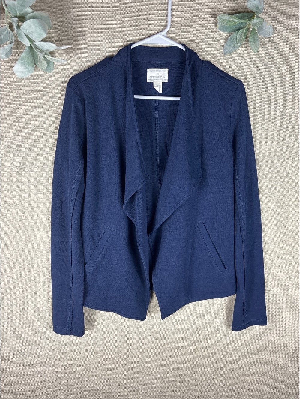 Caslon > Navy Blue Open Layered Flowy Cardigan Cotton Small